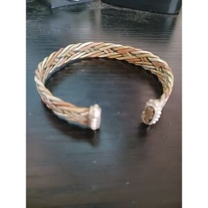 Tibetan Braided Cuff Bracelet Tri-Color Copper Brass Silver Tone Boho Bangle